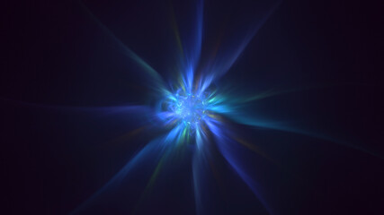 3D rendering abstract blue fractal light background
