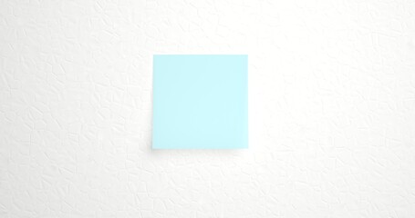 3d illustration of Post note paper sheet. Sticky sticker. office memo template. Blank light blue square adhesive sticker mock up.