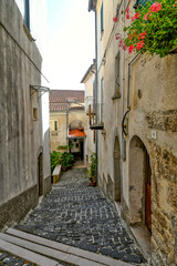 Fototapeta na wymiar A narrow street in Carpinone, a medieval town of Molise region, Italy.