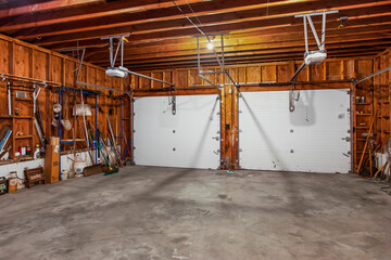 Empty two car garage