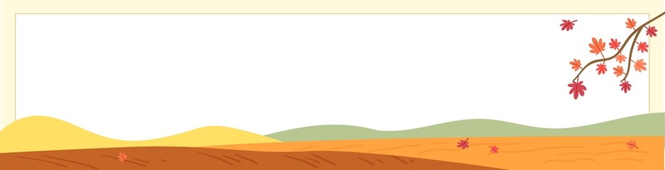 Obraz premium 가을배경 단풍나무와 언덕이 있는 프레임 배너 디자인