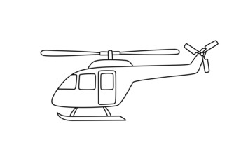 Helicopter line sketch. Vehicle. Black doodle outline aviation icon. Vector freehand copter illustration