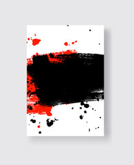 Black and Red ink brush stroke on white background. Japanese style.