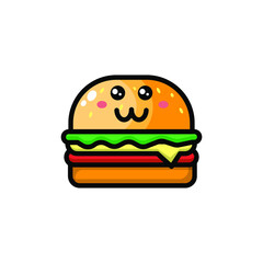 cute hamburger icon illustration vector graphic