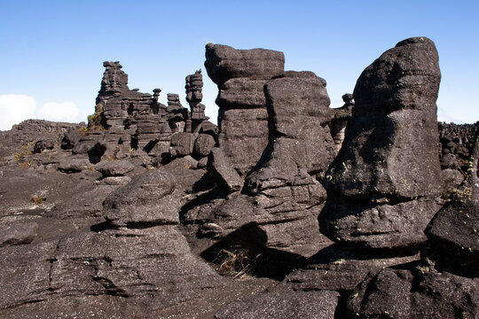 landscape of giant black stones in Roraima