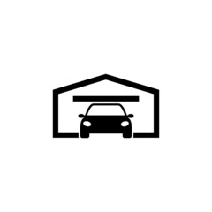 Car in a garage icon isolated on white background