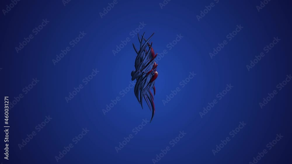 Aufkleber spike shaped 3d bright blue floating object. rendering realistic animation of spike shape object rot