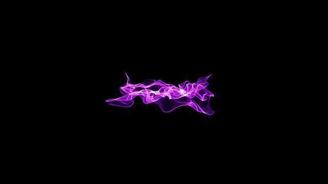 Abstract purple color smoke line on black screen. 4K loop motion background, light strokes visual element. Flowing neon fire, smoke, wisp in fluid waves. great for logo or compositions. 3D render