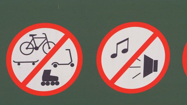 Prohibition sign on the wall in 4k slow motion 60fps