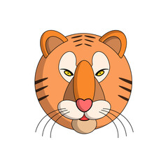 Vector illustration of a colorful tiger in bright orange color.