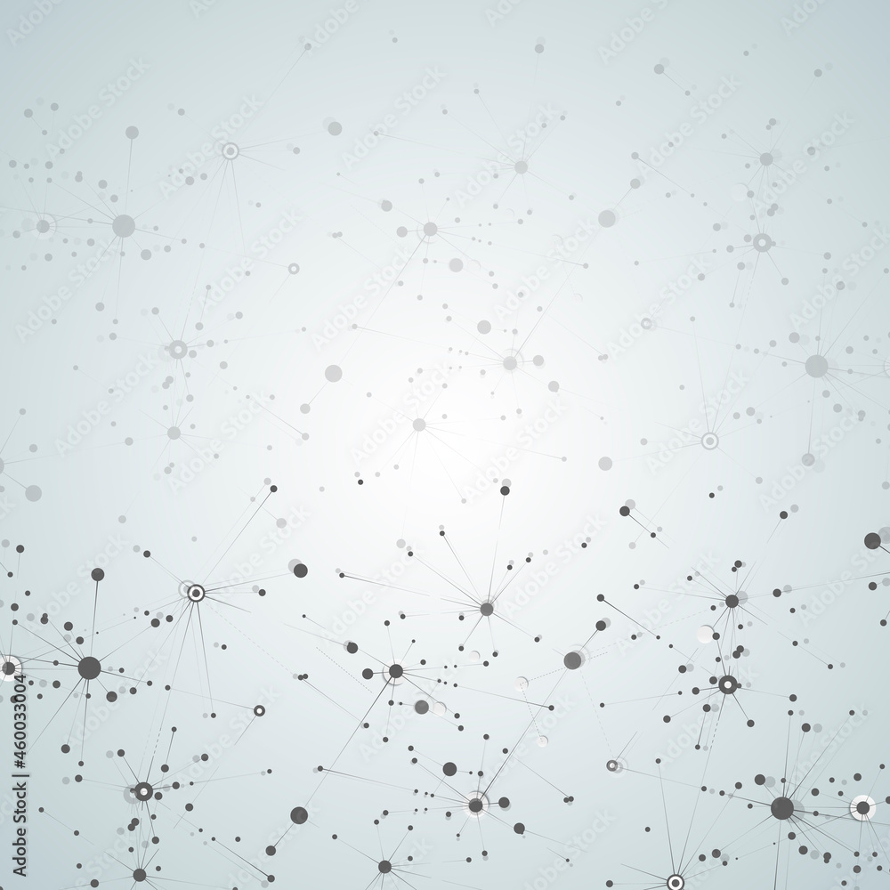 Poster Abstract geometric background. Vector science concept. Connect dots and lines