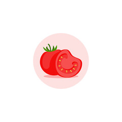 tomato icon designed in color flat style in fruit and vegetable illustration theme