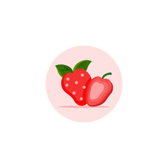 Strawberry icon designed in colorful flat style in fruit illustration theme