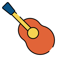 A music equipment icon, flat design of guitar