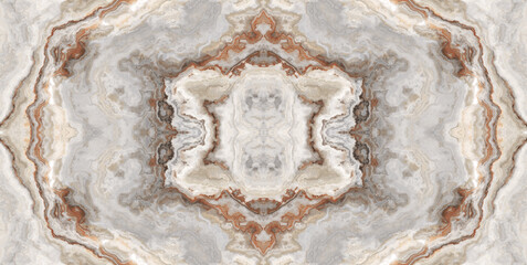 Beige marble texture and kaleidoscope design background, batik pattern