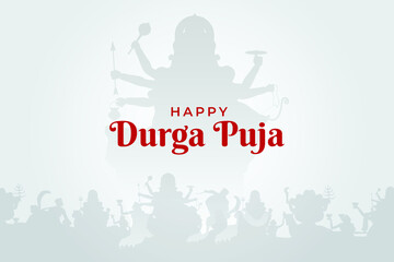 Beautiful illustration of Goddess Durga in Happy Durga Puja Subh Navratri 