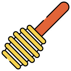 A flat design icon of honey dipper
