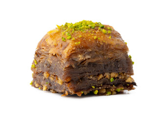 Turkish sweet pastry baklava isolated on white background