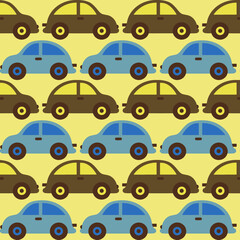 Fototapeta premium Abstract Hand Drawing Toy Cars Seamless Vector Pattern Isolated Background 