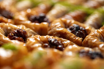 Close up of delicious baklava at a hotel buffet