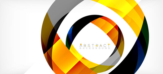 Obraz premium Color circle shapes, minimal geometric background. Trendy dynamic composition. Vector Illustration For Wallpaper, Banner, Background, Landing Page