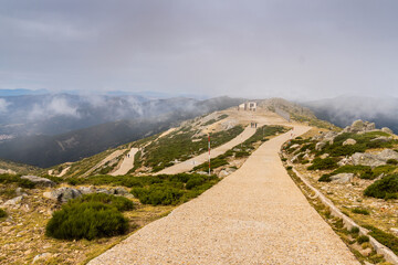 Road to sky lift in Bola del Mundo mountain in Navacerrada, Community of Madrid, Spain