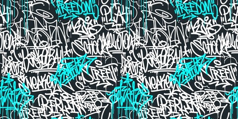 Seamless Abstract Hip Hop Street Art Graffiti Style Urban Calligraphy Vector Illustration Background Art