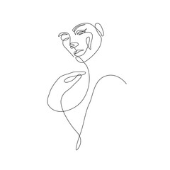 Woman Face Line Art Drawing. Abstract Female Head One Line Drawing for Wall Art, Fashion Prints, Posters. Art Sketch Print, Black And White Single Line Art, Feminine Poster. Vector EPS 10