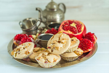 Pomegranate muffins for Jewish holiday Rosh Hashanah.