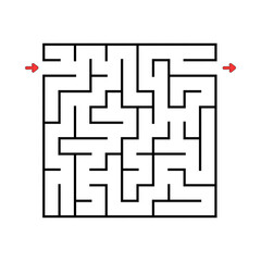 Square maze. Game for kids. Puzzle for children. Labyrinth conundrum. Vector illustration. Find the right path.