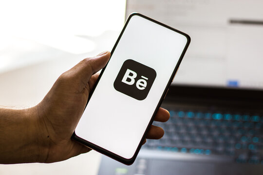 West Bangal, India - September 28, 2021 : Behance logo on phone screen stock image.