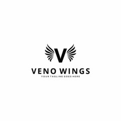 Creative Illustration modern V with wings sign luxury geometric logo design template