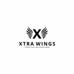 Creative Illustration modern X with wings sign luxury geometric logo design template