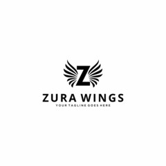 Creative Illustration modern Z with wings sign luxury geometric logo design template