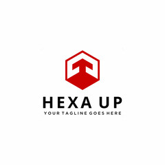 Illustration an arrow up growth on hexagon sign logo sign business template 