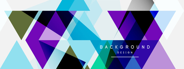 Color triangles composition, geometric abstract background. Techno or business concept, pattern for wallpaper, banner, background, landing page