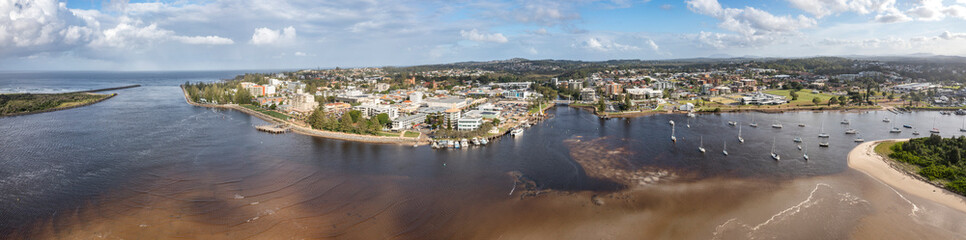 Naklejka na ściany i meble Aerial panoramic view of Port Macquarie in New South Wales, Australia