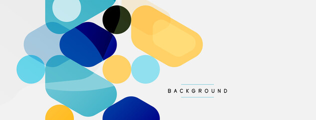 Abstract round geometric shapes and circles background. Trendy techno business template for wallpaper, banner, background or landing - obrazy, fototapety, plakaty