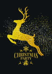 Obraz na płótnie Canvas Christmas wallpaper with golden Christmas reindeer frame