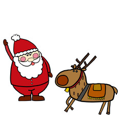 クリスマスに使えるサンタとトナカイのシンプルでかわいいイラスト。