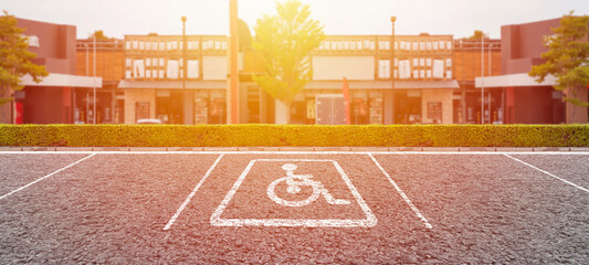 Free space Parking spaces reserved for the disabled in the outdoor lot for the public