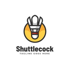 Vector Logo Illustration Shuttlecock Simple Mascot Style.