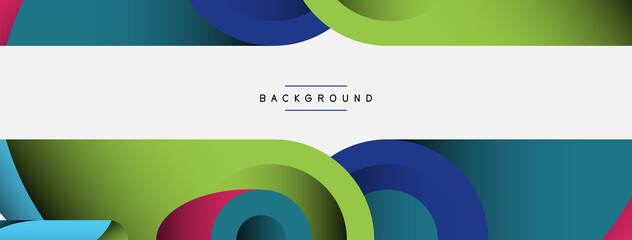 Abstract background. Minimal geometric circles and round style shapes with deep shadow effects. Trendy technology business template for wallpaper banner or background