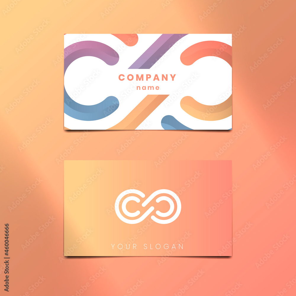 Sticker orange business card design vector