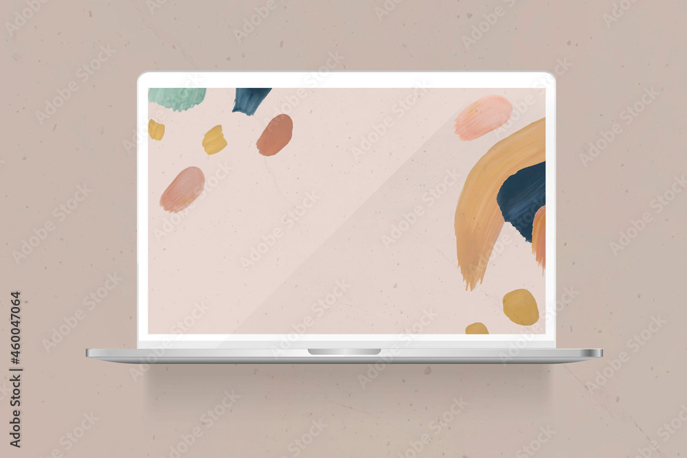 Poster abstract design element patterned background on a laptop screen mockup vector