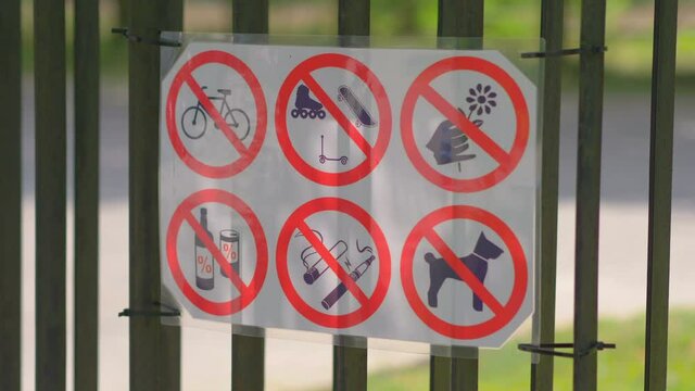 Prohibition sign on the wall in 4k slow motion 60fps