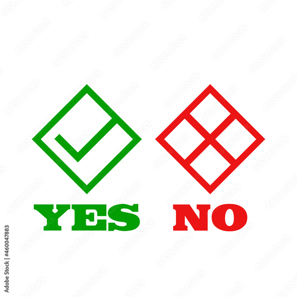 Poster tick and cross signs. yes and no button isolated on white background