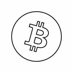 Bitcoin icon. Bitcoin symbol, black. Bitcoin icon, vector sign, payment symbol, coin logo. Crypto currency, internet money. Black emblem isolated on white background. Simple vector