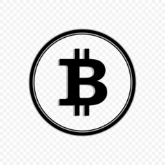 Bitcoin icon symbol. Cryptocurrency logo. Bitcoin symbol, black and white. Flat. .Simple vector