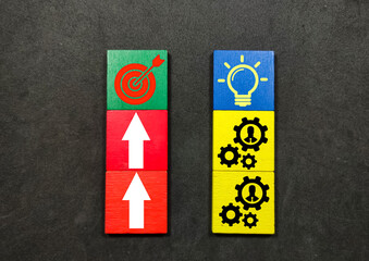 Business target concept and idea concept on a black background.